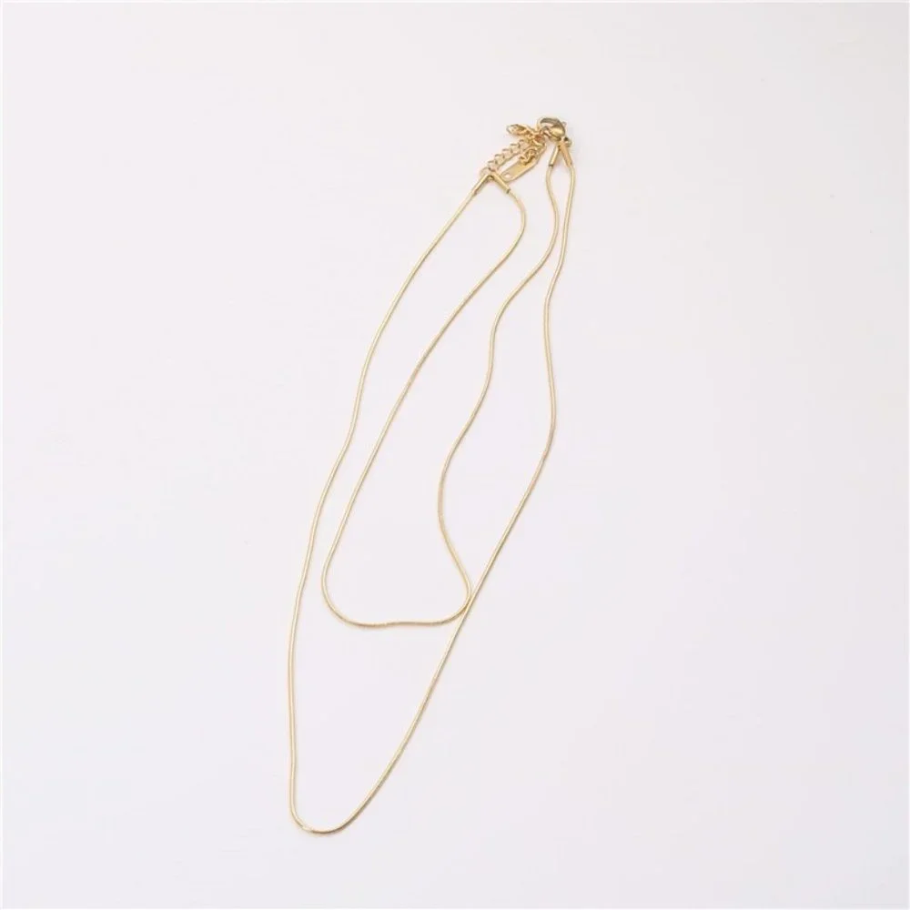 Real 18K Gold Platted Layered Snake Chain Necklace - Picture 2 of 5